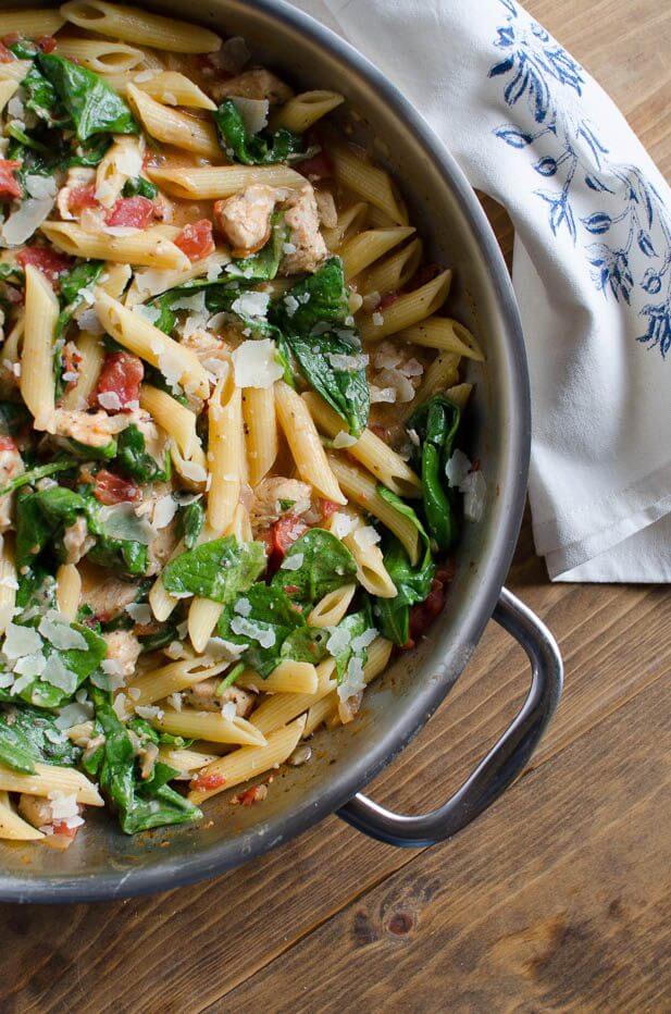 Chicken and Spinach Skillet Pasta and more on @worthminer