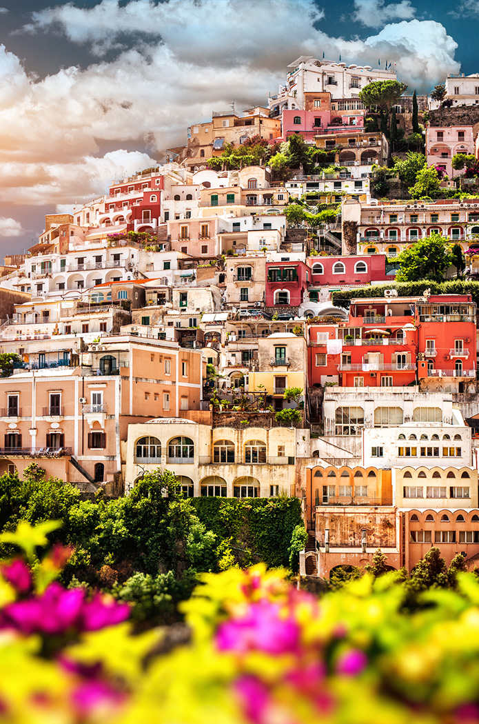 View of Positano. Positano is a small picturesque town on the famous Amalfi Coast in Campania, Italy
